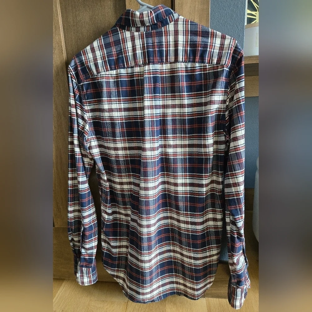 J Crew Mercantile Flex button up Plaid shirt Casual Business Layers Cotton Euc